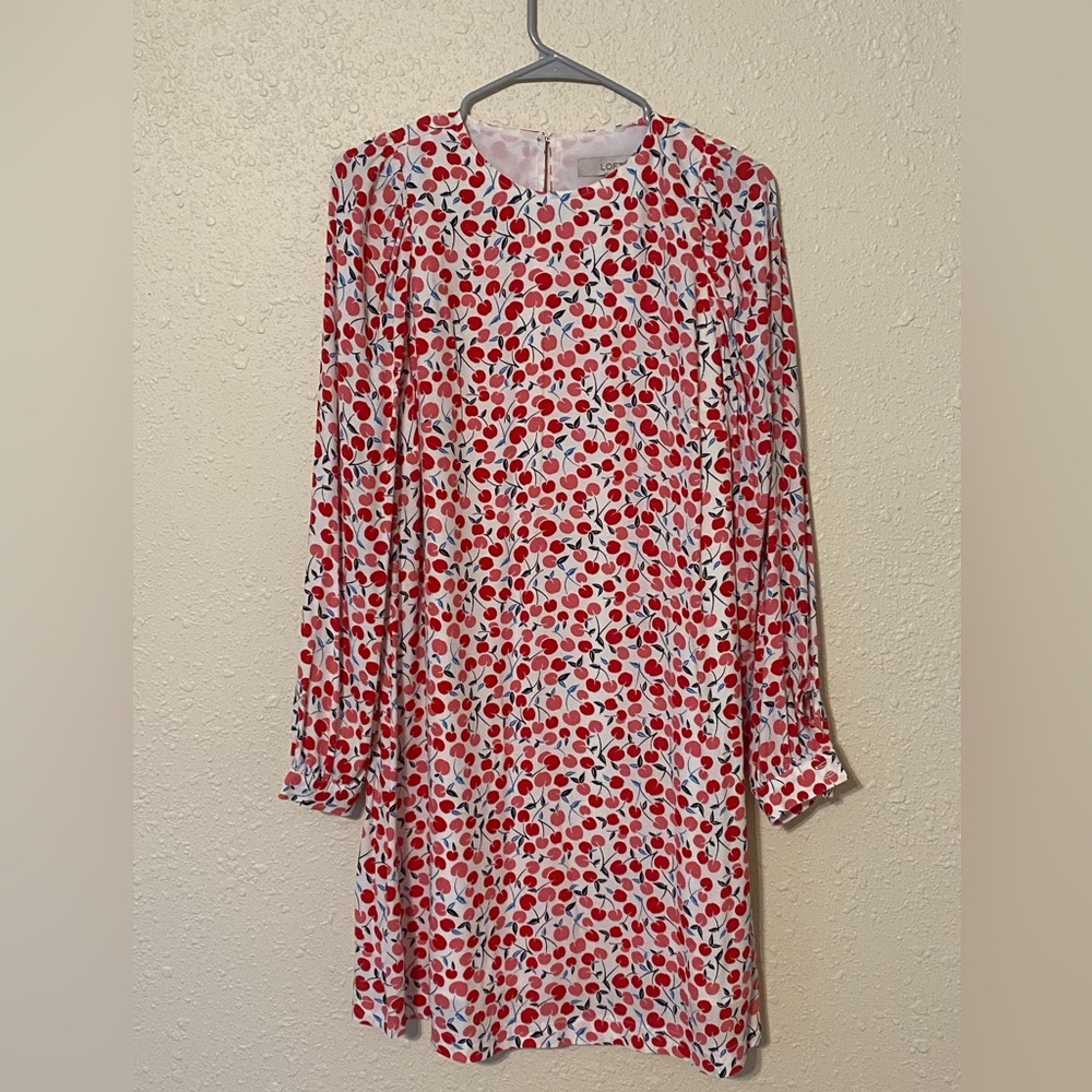 Women’s Cherry Balloon Sleeve Swing Dress